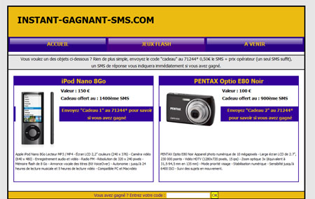 instant gagnant sms